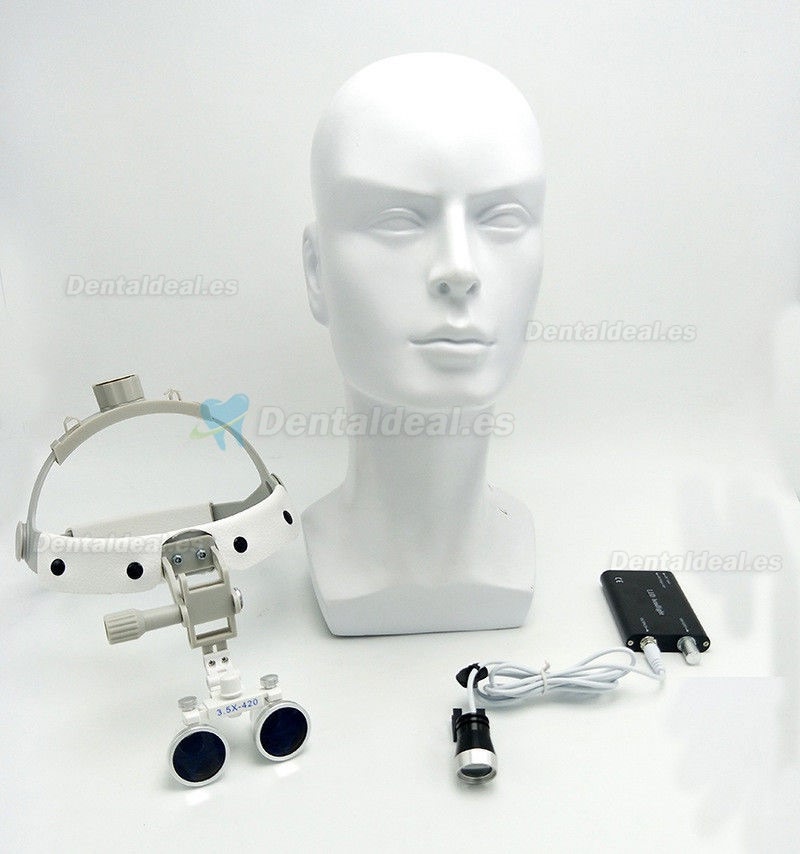 3.5X-Lupa de cristal quirúrgico con lupa médica diadema de piel DY-108 nuevo tipo con faro LED color blanco