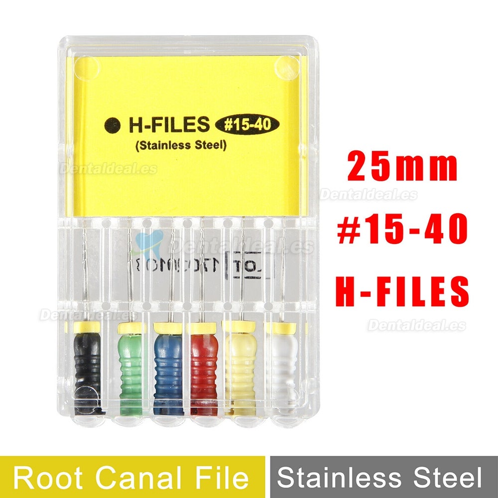 Endodontic Root Canal mano uso H-Files 25 mm #15-40 acero inoxidable (paquete de 2)