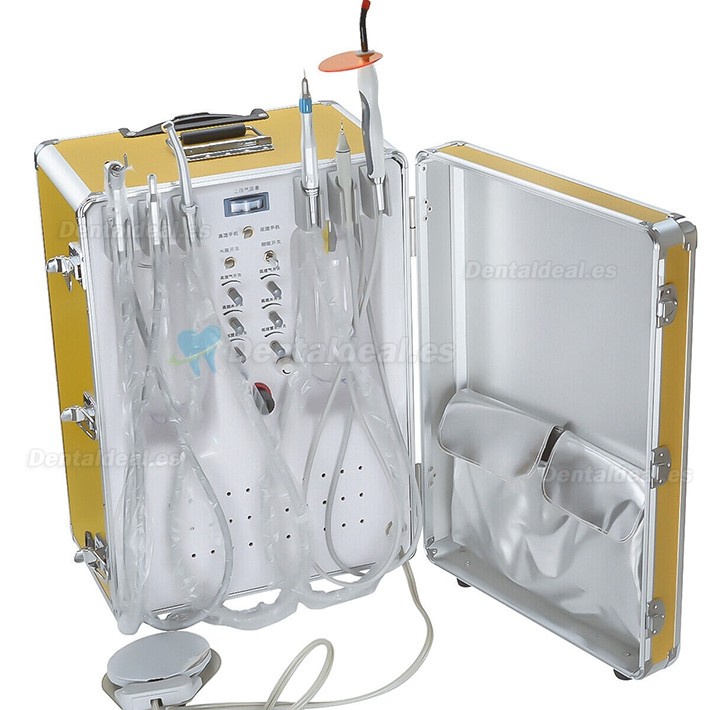 XS-341 Unidad dental móvil portátil con compresor + lámpara de polimerización + pieza de mano de escalador