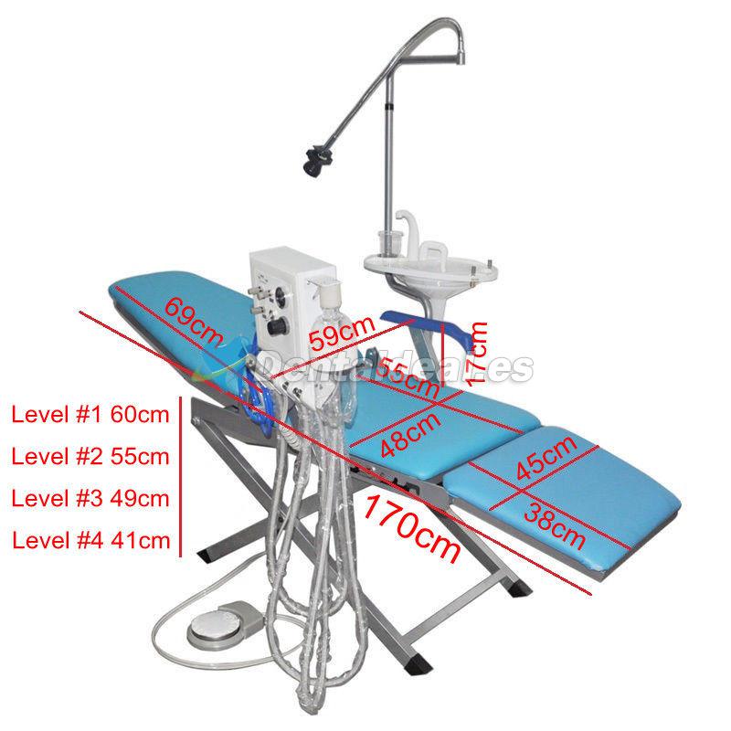 Nueva unidad de silla plegable portátil dental con descarga + sistema de suministro de agua