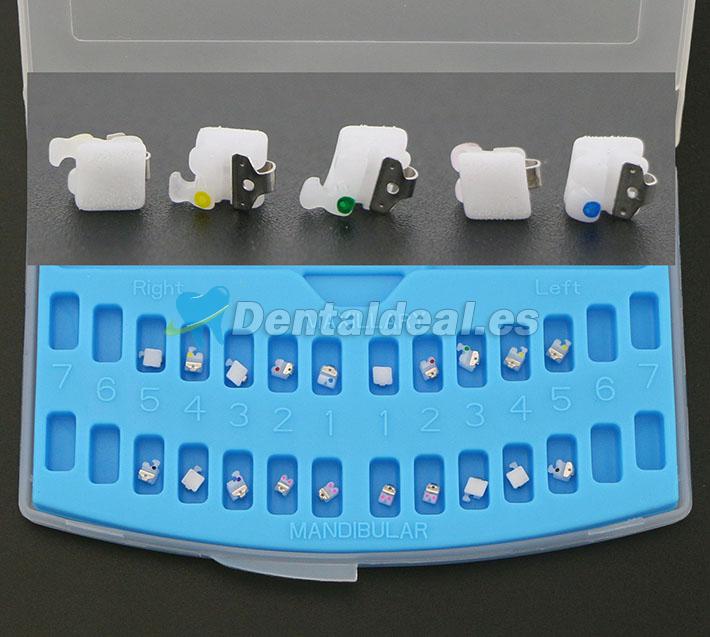 1Box Dental Ortodoncia autoligado Brackets de cerámica Tirantes Roth 022 345 Ganchos