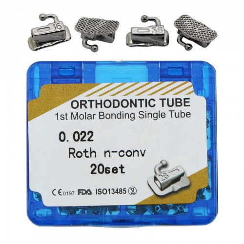 20 Sets Dental Ortodontic Bonding Solo Buccal Tubo 1ra Molar Roth 022 Slot
