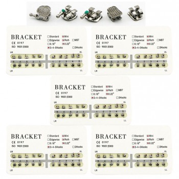 5 Paquetes Brackets Ortodoncia Brackets Metálicos Mini Roth 0.022 345 Ganchos 100 piezas