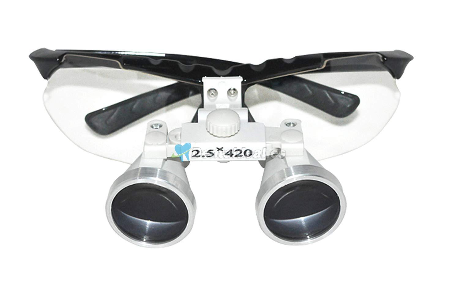 Médico Quirúrgico Dental Gafas Lupas Binoculares 2.5×420MM(Negro)+un paquete negro
