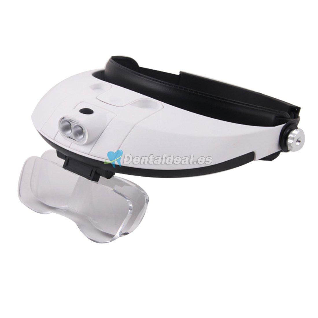 Dentista lupas lupa dental quirúrgica binocular cabeza de vidrio luz médica led 5 lentes