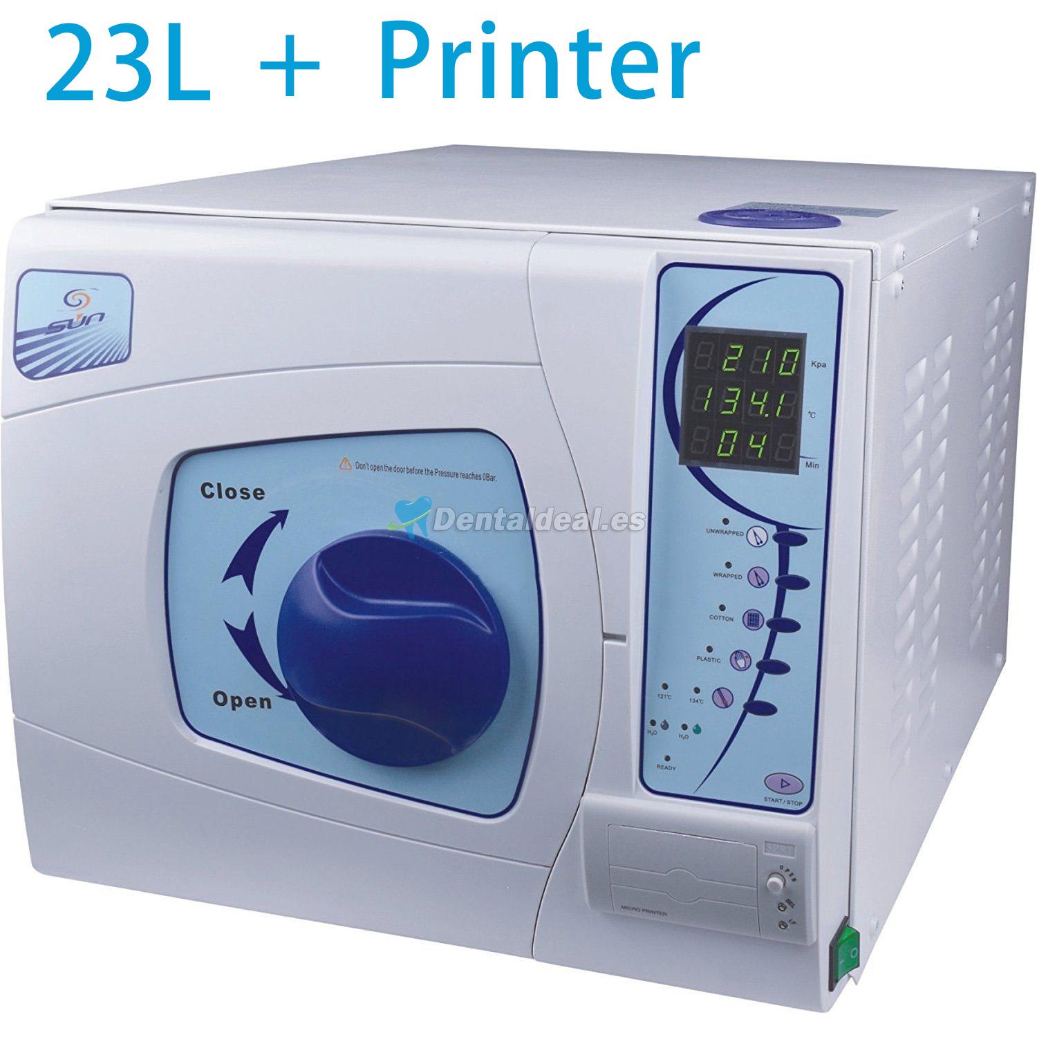 Sun® 23 Litros Autoclave Esterilizador Dental Médico Vapor de vacío con Impresora