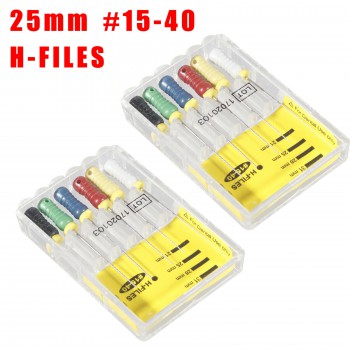 Endodontic Root Canal mano uso H-Files 25 mm #15-40 acero inoxidable (paquete de 2)