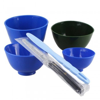 4 piezas de goma de laboratorio dental Bowls de mezcla + 2 espátulas