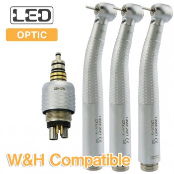YUSENDENT® COXO CX207-GW-PQ Fibra óptica Pieza de Mano Turbina Compatible W&H (Turbina x 3 + Acoplamiento Rápido x1)