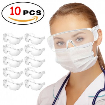 10Pcs Gafas de Seguridad Claras Gafas Lente Antiniebla Laboratorio Trabajo Química Protector