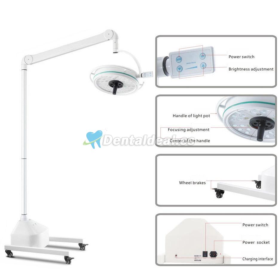 KWS KD-2036D-3 Lámpara Portátil sin Sombras de 108W LED Lámpara Quirúrgica de Examen Médico