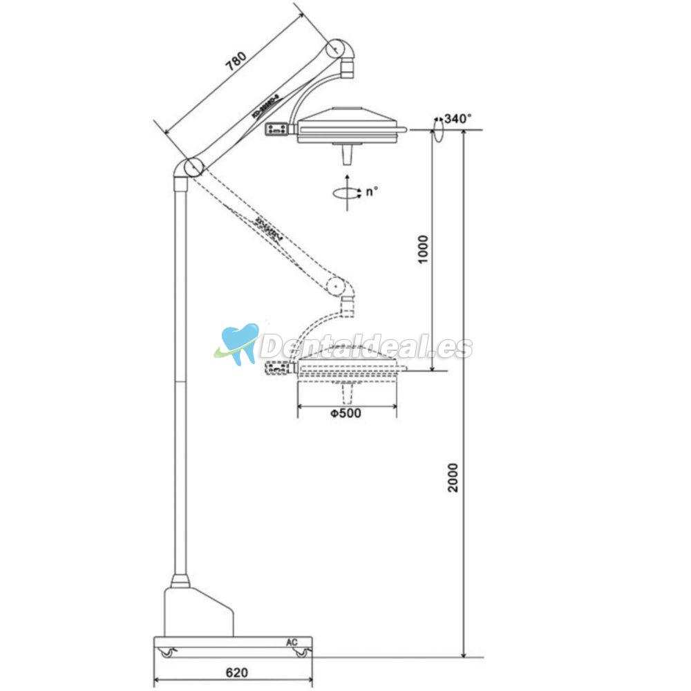 KWS KD-2036D-3 Lámpara Portátil sin Sombras de 108W LED Lámpara Quirúrgica de Examen Médico