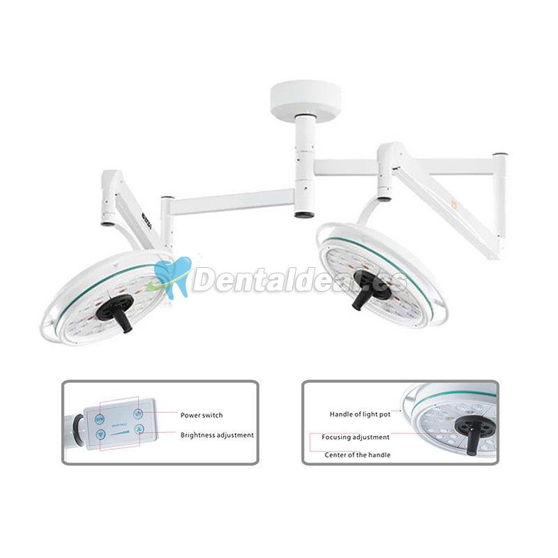 KWS KD-2072B-2 216W Luz de Examen Quirúrgico de Techo con Dos Cabezas LED Lámpara sin Sombra