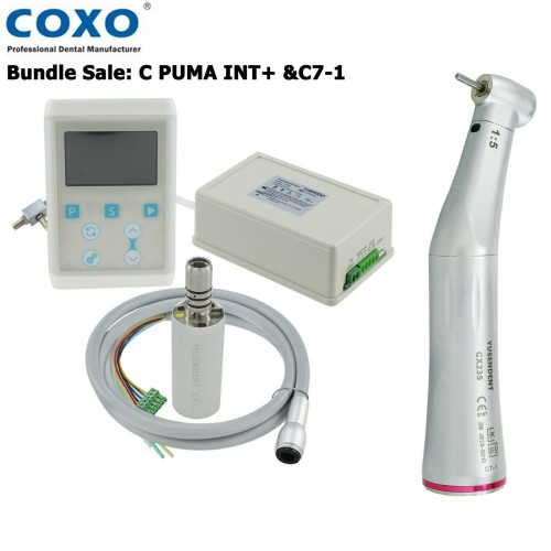 YUSENDENT COXO C PUMA INT + Dental incorporado Micro motor eléctrico LED +1: 5 Pieza de mano contra ángulo de fibra óptica