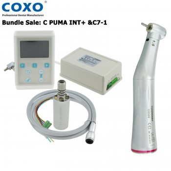 YUSENDENT COXO C PUMA INT + Dental incorporado Micro motor eléctrico LED +1: 5 Pieza de mano contra ángulo de fibra óptica