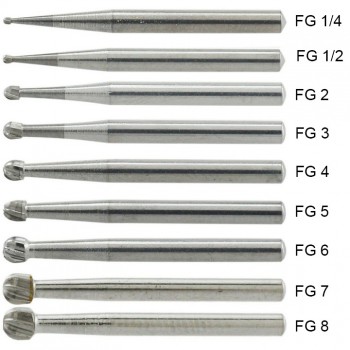 10 Pcs FG 1/4 1/2 1 2 3 4 5 6 7 8 # Fresa de carburo de mango de fricción Dental de cabeza redonda