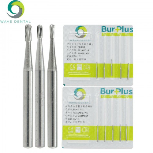 5 Paquetes de fresa de carburo de tungsteno dental Wave Eliminación de corona FG 330 331 332