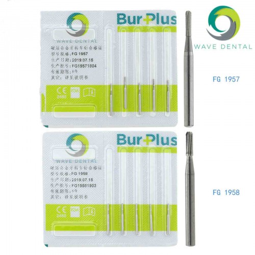 5 Paquetes de fresa de carburo de tungsteno dental para corte de metal fisura recta 1957 1958