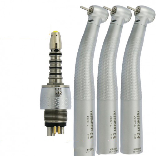 YUSENDENT COXO CX207-GS-PQ Pieza de mano de alta velocidad fibra óptica Sirona Compatible (Kopplung x1 + Turbine Handstück x 3)