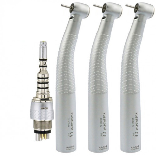 YUSENDENT® CX207-GK-PQ Fibra óptica Pieza de Mano Turbina KAVO Compatible (Turbina Dental x3 + Acoplamiento Rápido x1)