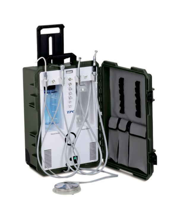 TPC PC2630 Sistema de unidad de suministro dental portátil autónomo con compresor de aire + jeringa de 3 vías