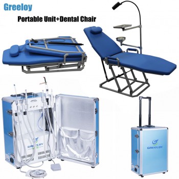 Greeloy GU-P206 Unidad Portátil Dental + Silla Plegable Dental GU-109+ Bolsa de Almacenamiento Kit