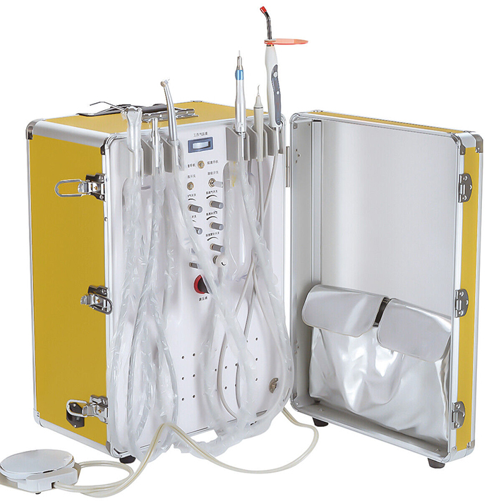 XS-341 Unidad dental móvil portátil con compresor + lámpara de polimerización + pieza de mano de escalador