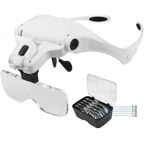 Lupas de dentista lupa dental vidrio binocular luz de cabeza LED 5 lentes