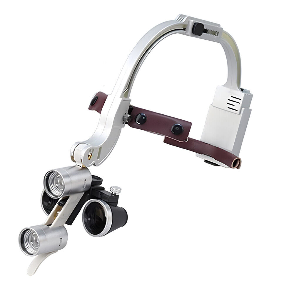 2.5X/3.5X Lupas binoculares dentales con diadema con luz frontal LED de 5W