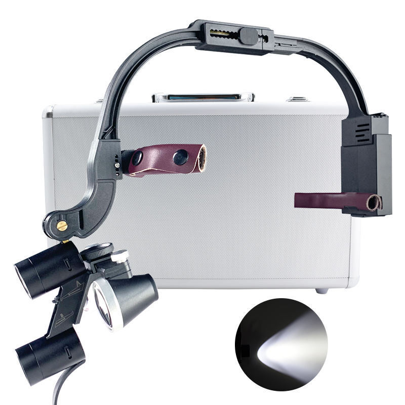 2.5X/3.5X Lupas binoculares dentales con diadema con luz frontal LED de 5W