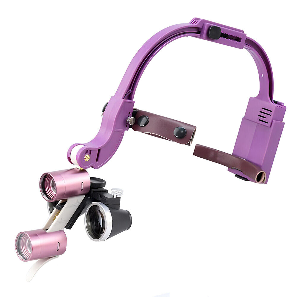 2.5X/3.5X Lupas binoculares dentales con diadema con luz frontal LED de 5W