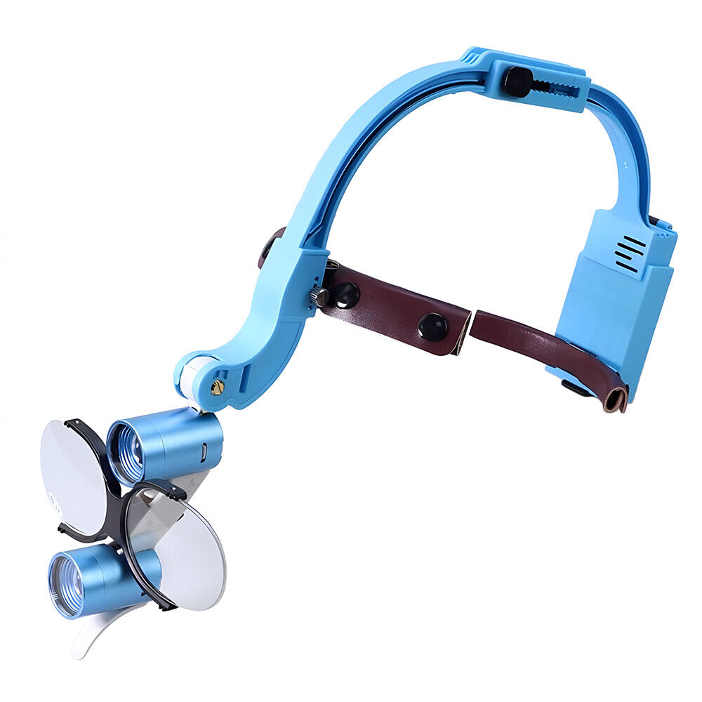 2.5X/3.5X Lupas binoculares dentales con diadema con luz frontal LED de 5W