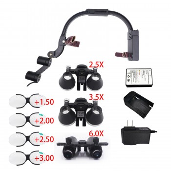 5X/6X Dental médico binocular lupa diadema lupa gafas 5W LED faro frontoluz quirurgico