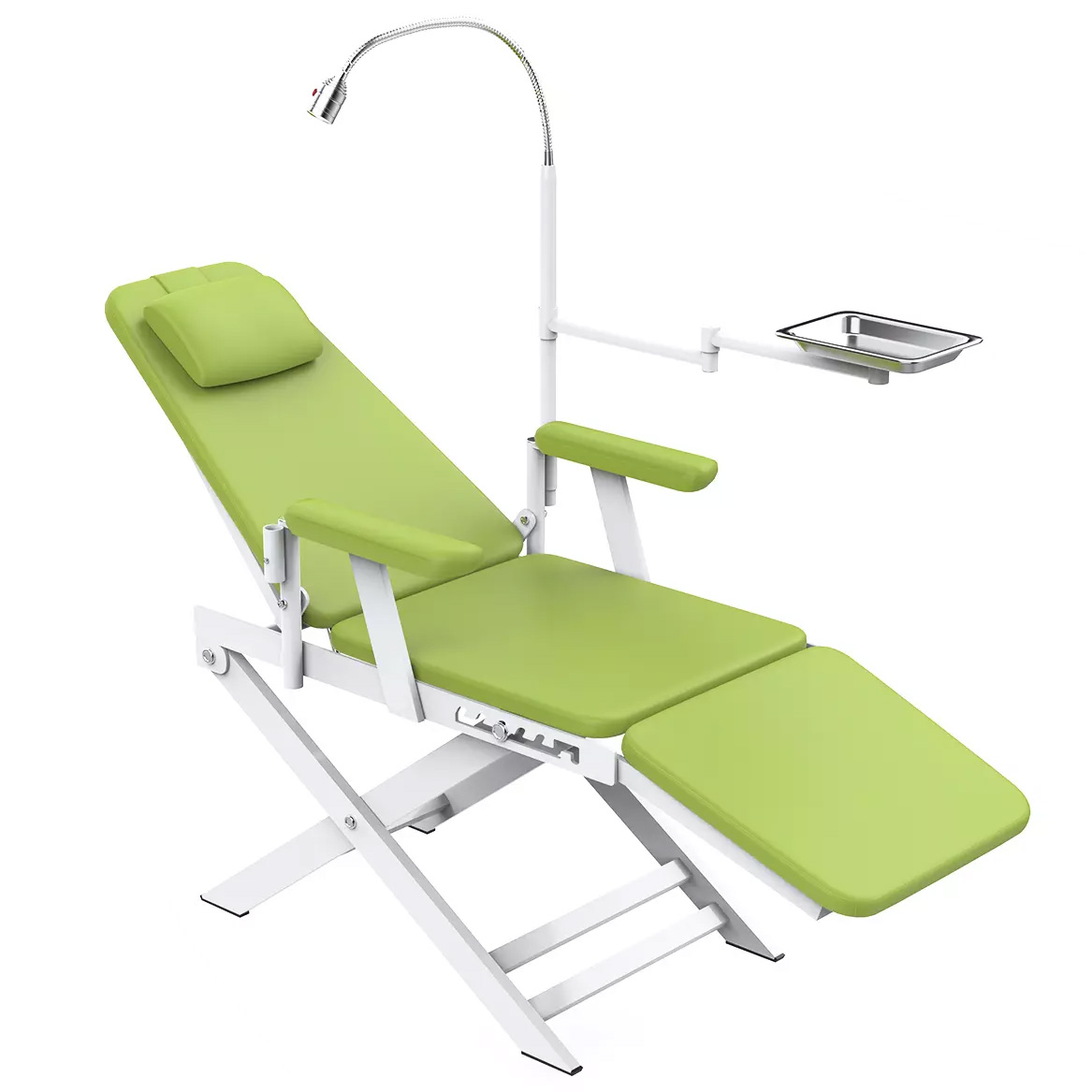 Silla Dental Portátil Plegable para Dentista con Luz LED y Bandeja