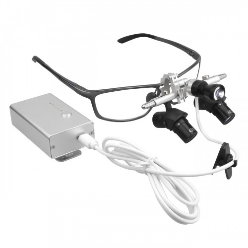 Lupa Dental Ergonómica 4.0X 5.0X 6.0X 350-450mm Tipo Flip-Up 48° con Luz LED 5W