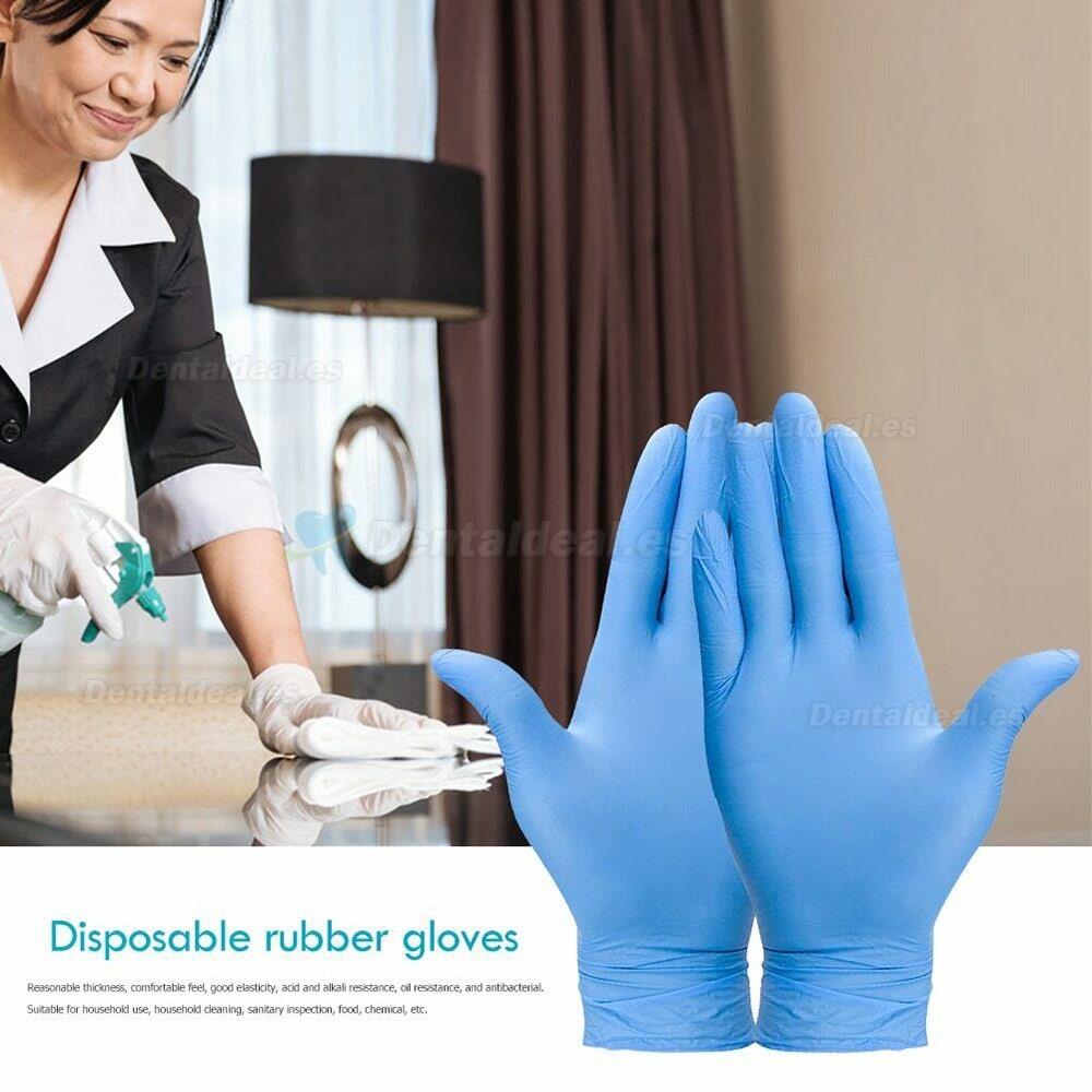 100Pcs Guantes desechables de nitrilo azul desechable sin polvo Látex de vinilo sin polvo calidad médica