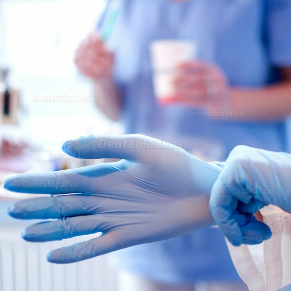 100Pcs Guantes desechables de nitrilo azul desechable sin polvo Látex de vinilo sin polvo calidad médica