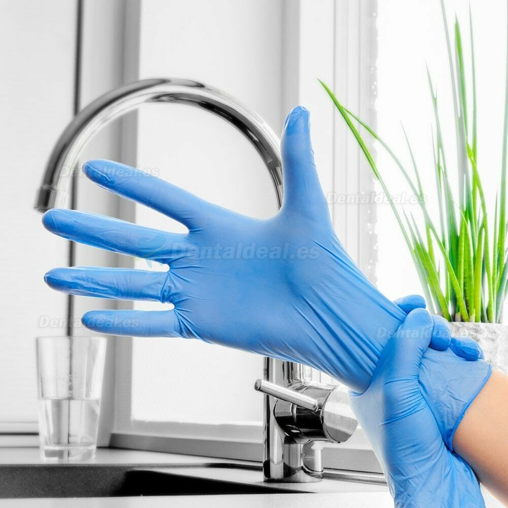 100Pcs Guantes desechables de nitrilo azul desechable sin polvo Látex de vinilo sin polvo calidad médica