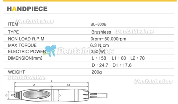 Maisilao® 50,000 RPM Micromotores sin Escobillas Pieza de Mano BL-800B