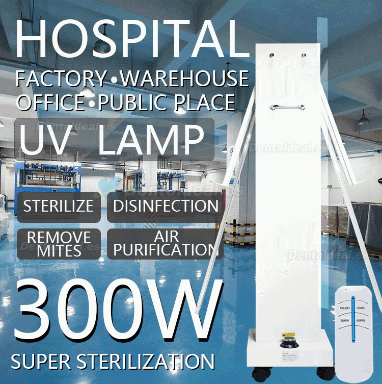 300W Alta potencia móvil UVC desinfección Lampe UV luz ultravioleta carro esterilizador con sensores de radar
