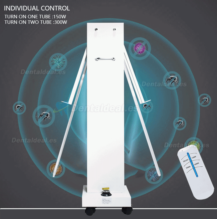 300W Alta potencia móvil UVC desinfección Lampe UV luz ultravioleta carro esterilizador con sensores de radar