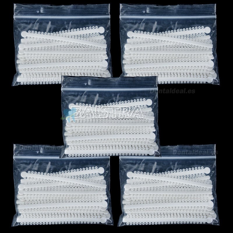 5 paquete de ligadura elástica ortodóntica dental color blanco (5*1040pcs)