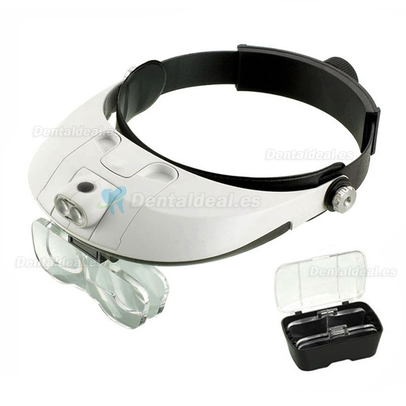 Dentista lupas lupa dental quirúrgica binocular cabeza de vidrio luz médica led 5 lentes