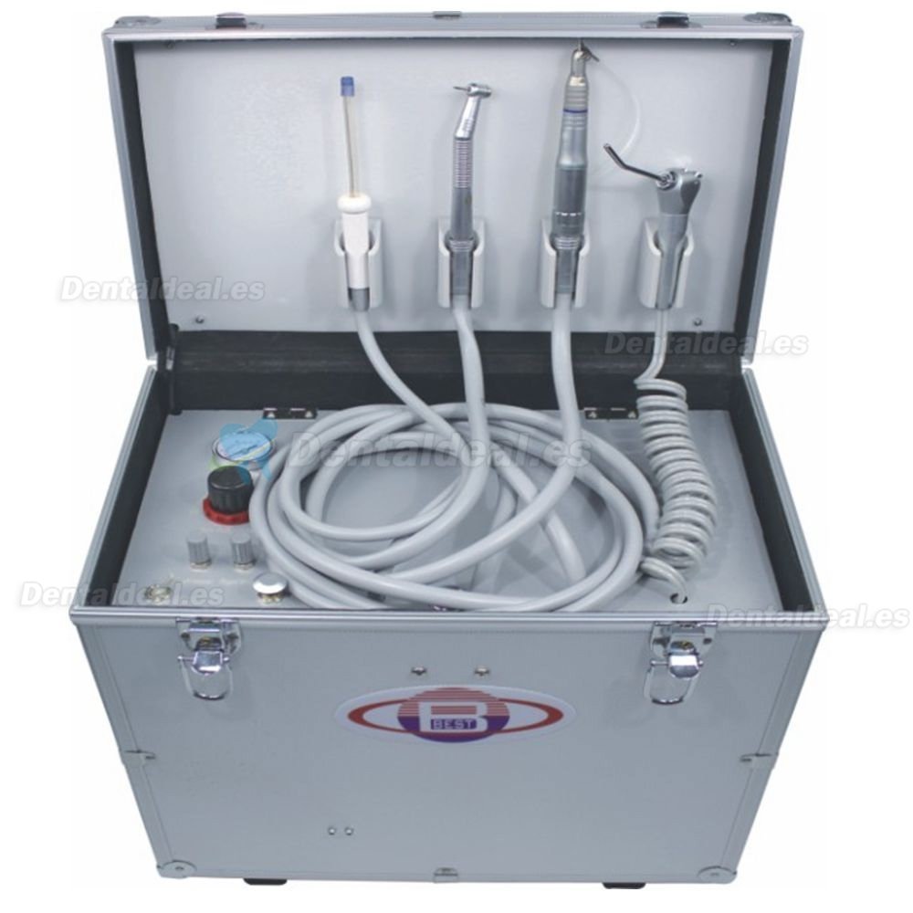 BD-402 Unidad dental portátil + lámpara de polimerización + kit de pieza de mano + cabezal de maniquí dental