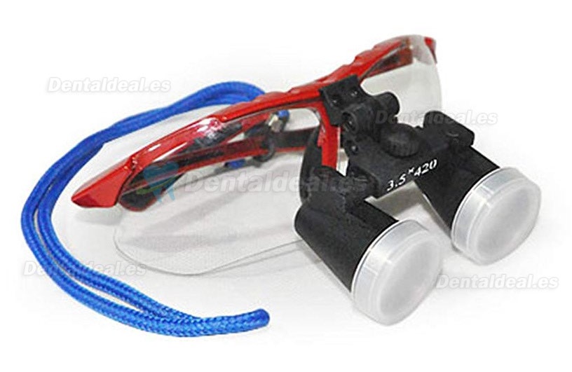 Médico Quirúrgico Dental Gafas Lupas Binoculares 3.5×420MM(Rojo)