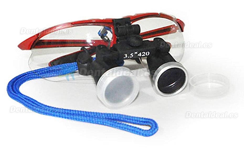 Médico Quirúrgico Dental Gafas Lupas Binoculares 3.5×420MM(Rojo)