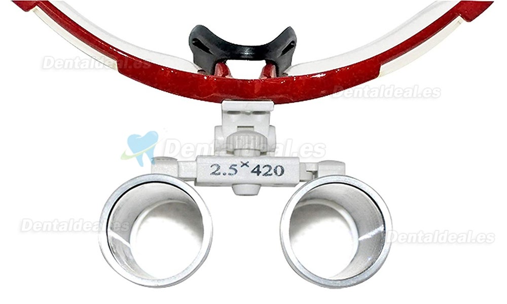 Médico Quirúrgico Dental Gafas Lupas Binoculares 2.5×420MM(Rojo)