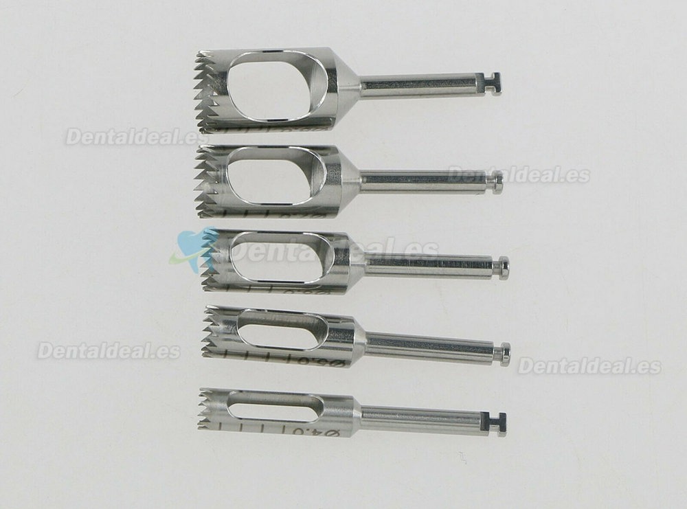 5Pcs / Kit Trephine Cirugía de implantes dentales Broca para injerto óseo Fresa quirúrgica y soporte