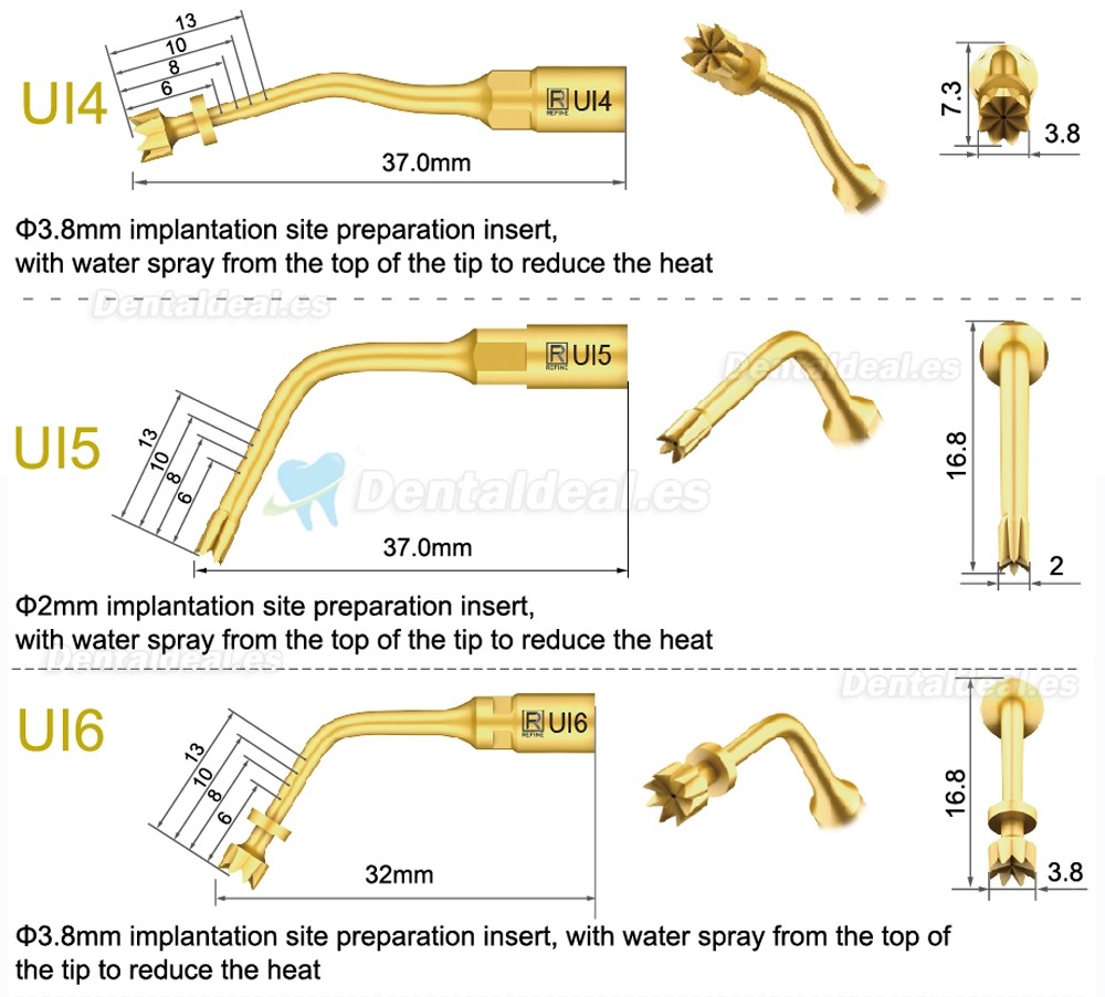 1Pcs Puntas para cirugía de piezocirugía para implante de elevación de seno para corte óseo Ul6 UI7 UI8 UI9 UI10 UI11 compatible con Mectron Woodpecker