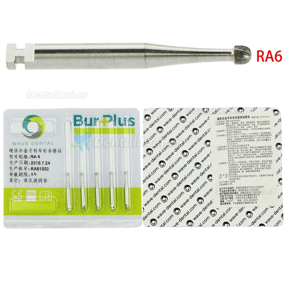 10 paquetes WAVE Fresa de cierre de carburo de tungsteno dental Broca redonda de baja velocidad RA 1 2 3 4 5 6 7 8